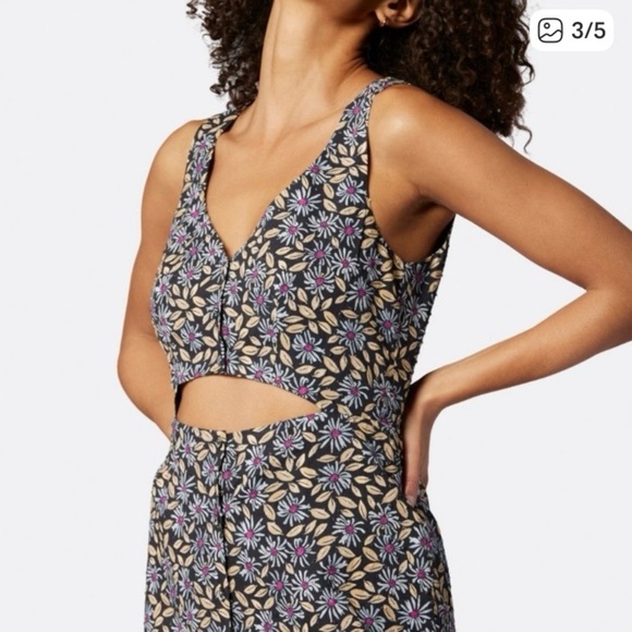 Joie Paige Cotton Midi Dress Caviar Multi Black Floral Print – Size L – NWOT - Picture 3 of 12